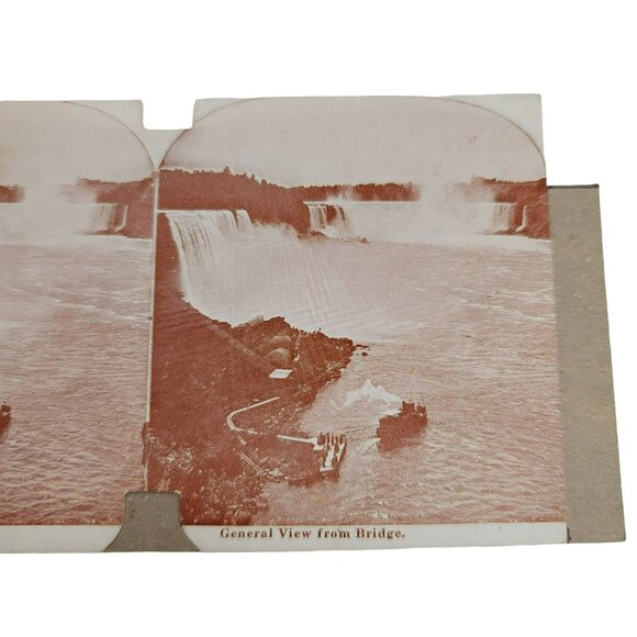 Waterfall Vintage Stereoscope Card General View From Bridge LI72 - Picture 2 of 3